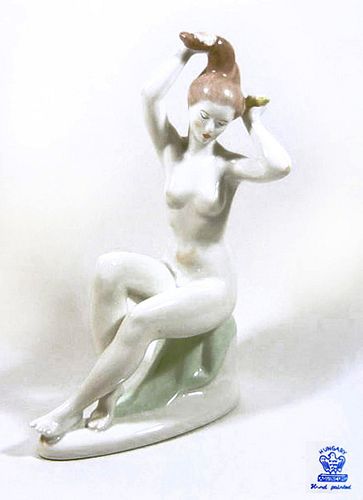 Bather Lady, A Vintage Aquincum Porcelain Figurine