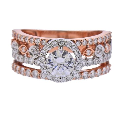 Eravos 14k Rose Gold Diamond Engagement Ring Setting 