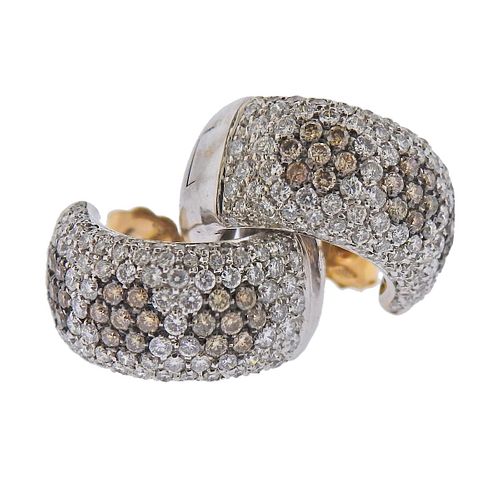18k Gold Diamond Hoop Earrings 