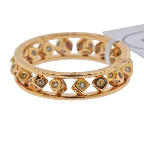 Marina B 18k Gold Diamond Sapphire Kinetic Band Ring 
