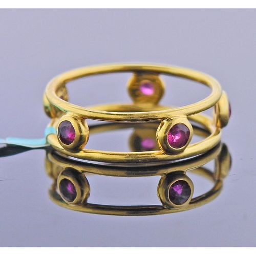 Tiffany & Co 18k Gold Ruby Band Ring 