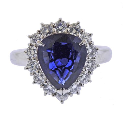 Platinum Diamond No Heat Sapphire Ring 