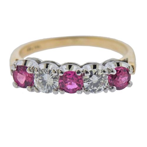 14k Gold Diamond Pink Sapphire Ring 