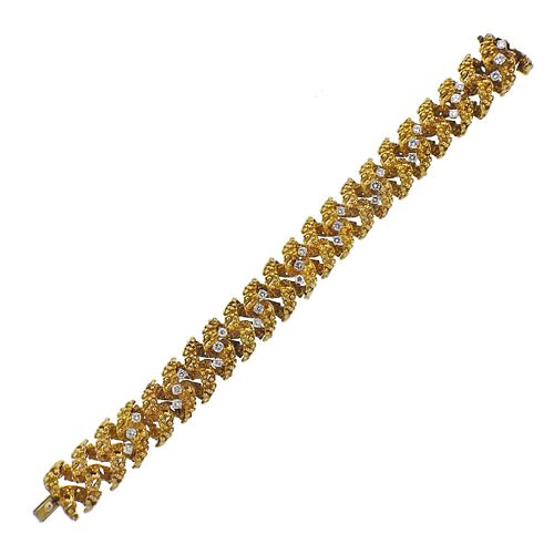 1970s 18k Gold Diamond Bracelet 