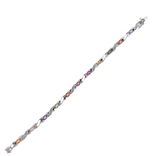 14k Gold Diamond Multicolor Sapphire Bracelet