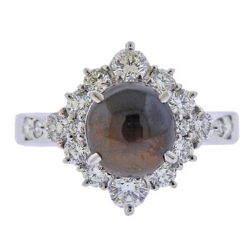 Platinum Diamond Cats Eye Ring 