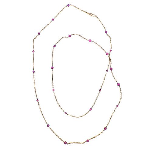 14k Gold Ruby by the Yard Long Necklace 