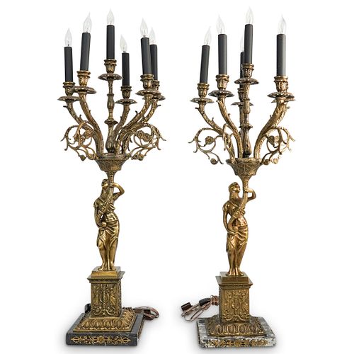 Pair Of Figural Candelabra Lamps