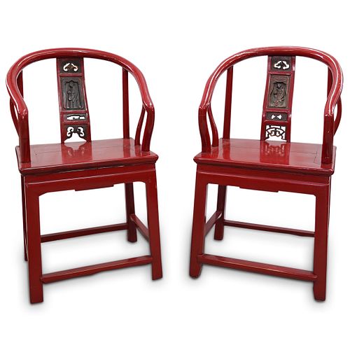 Chinese Red Lacquer Chairs