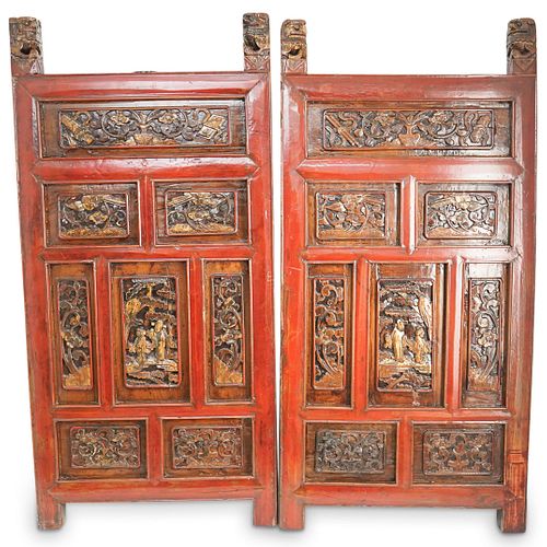 Chinese Carved Wood Wall Panels