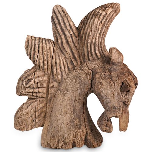 Antique Cork Wood Carved Horse Bust