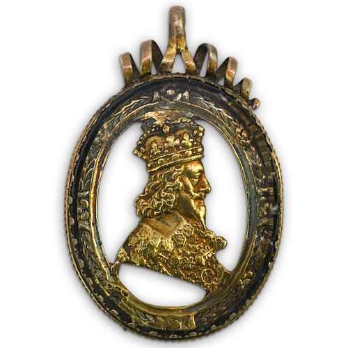 Antique "King Charles I" Gilt Royalist Badge