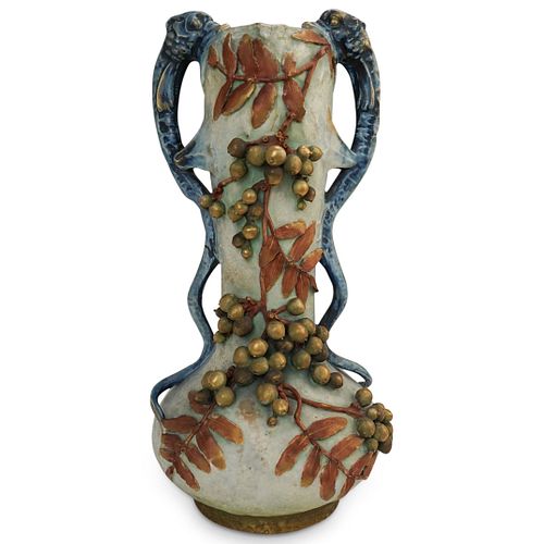 Antique Amphora Grape Cluster Vase