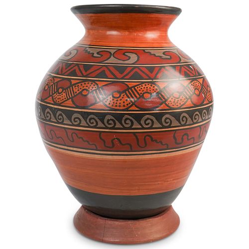 Costa Rican Hand Painted Pottery Vase