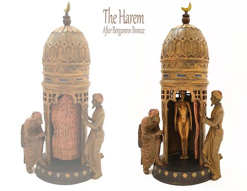The Harem After Bergman Patinated Bronze Figurine Group