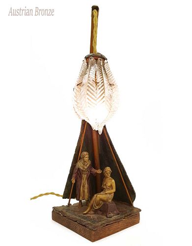 The Harem, Austrian Orientalist Bronze Figurines Lamp