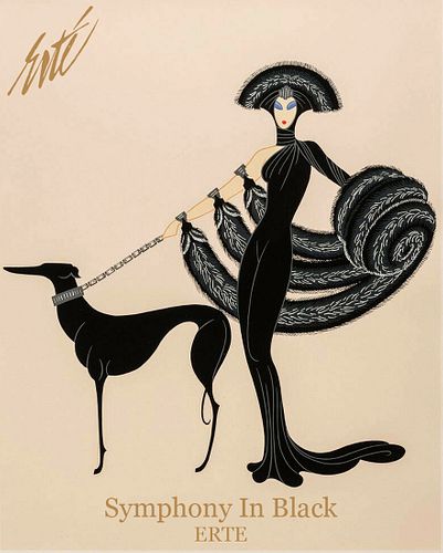Symphony in Black, Vintage ERTE Lithograph Poster, 1999