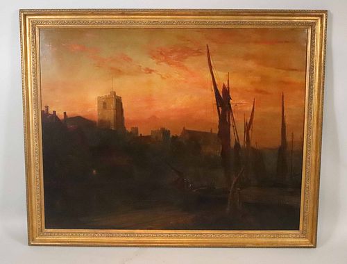 James Webb, Oil on Canvas, Sunset on the Thames
