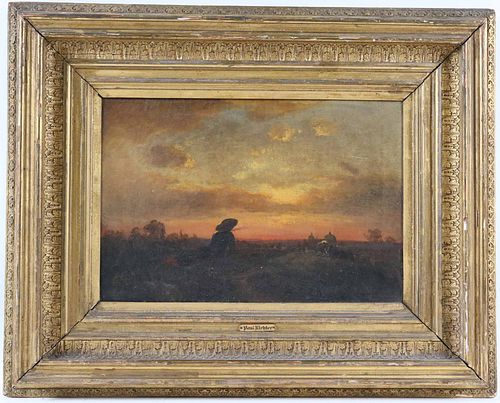 Paul Richter, Oil on Canvas, Sunset over Field
