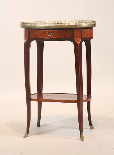 Louis XV Marble Top Marquetry Inlaid Stand