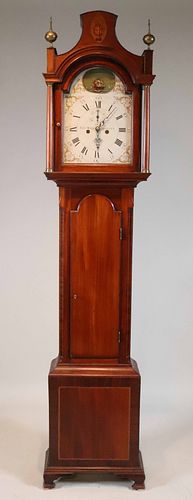 George III Inlaid Mahogany Tall Clock