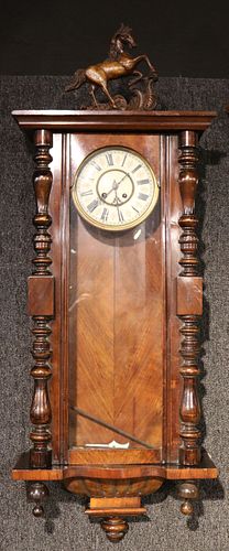 Regency Mahogany Horse-Decorated Wall Clock