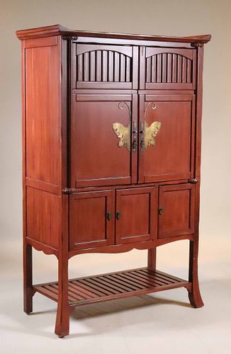 Chinese Style Red-Painted Cabinet