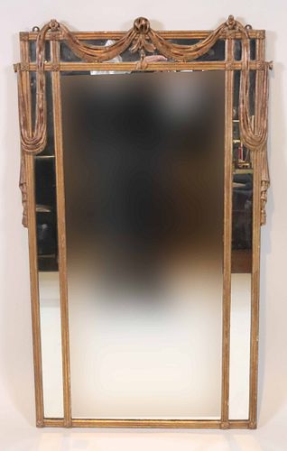 Neoclassical Style Swag-Decorated Giltwood Mirror