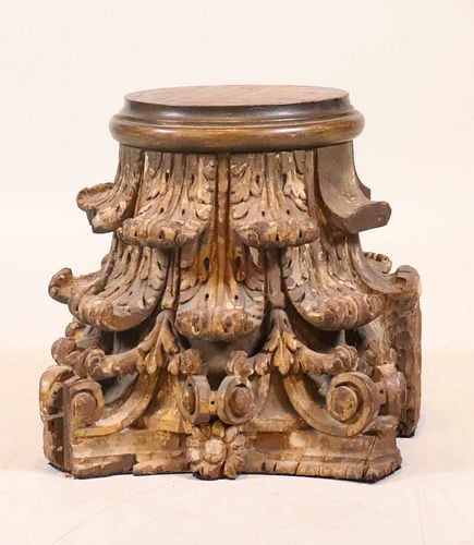 Giltwood Corinthian Capital, Fitted as Stand
