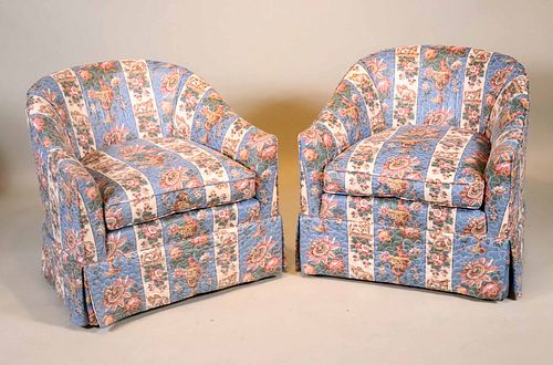 Pair of Contemporary Barrel Back Club Chairs