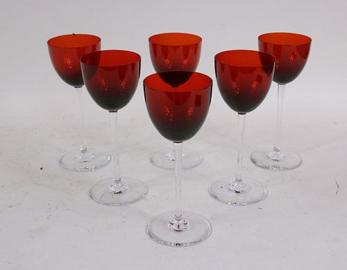 Nineteen Baccarat Red and Colorless Wine Glasses