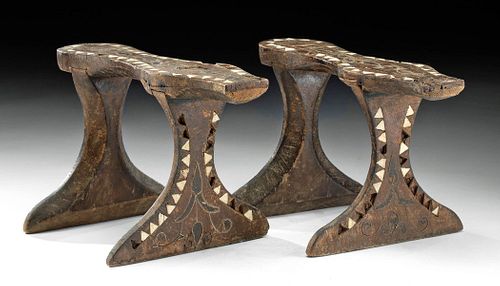 19th C. Ottoman Wood & Bone Inlaid Qabqab Clogs