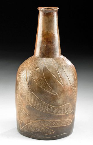 Chavin Pottery Bottle w/ Attractive Incised Decoration