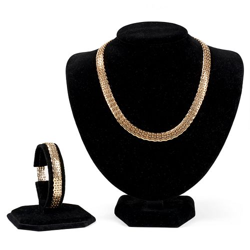 Milor Italian 14K Gold Necklace & Bracelet