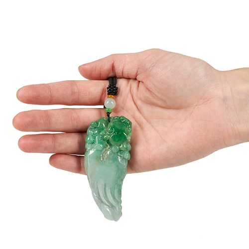 Carved Chinese A Jadeite Pendant of Mellon
