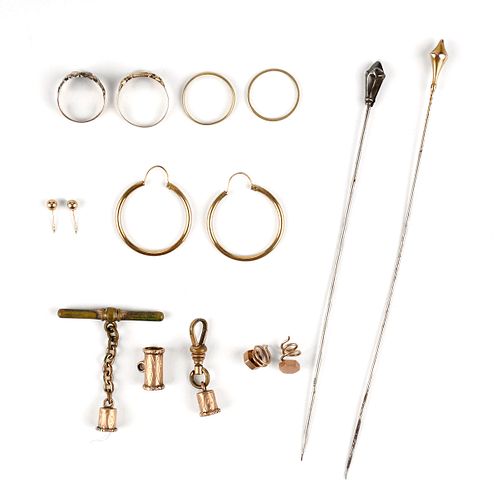 Grp: Vintage Gold Jewelry - Pins Rings Earrings
