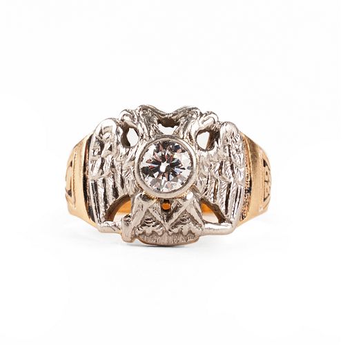 14K Gold Diamond Scottish Rite Ring
