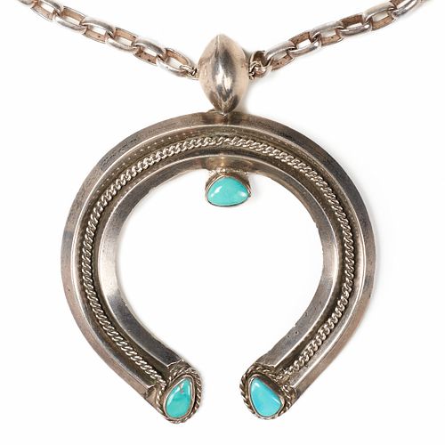 Navajo Naja Turquoise Silver Necklace