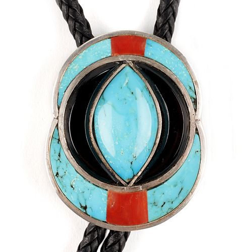 Zuni Sterling Turquoise Bolo Tie