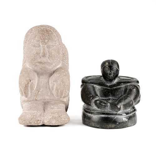 Grp: 2 Carved Stone Sculptures - Inuit