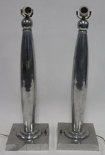 Pair Of Alluminium Art Deco Style lamps