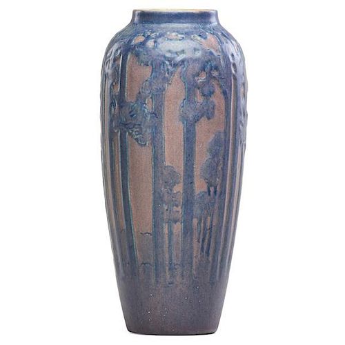 SADIE IRVINE;  NEWCOMB COLLEGE Fine vase w/ pines