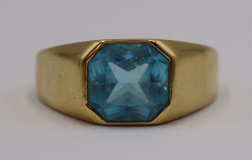 JEWELRY. 14kt Gold and Blue Faceted Gem Cocktail