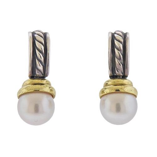 David Yurman Silver 14k Gold Pearl Earrings