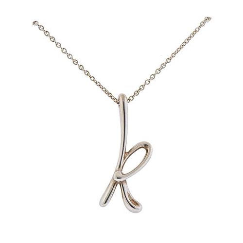 Tiffany &amp; Co Peretti Silver Initial Letter K Pendant Necklace