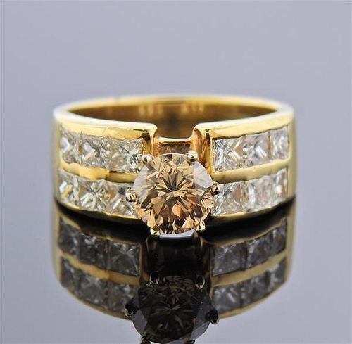 14K Gold Fancy White Diamond Engagement Ring