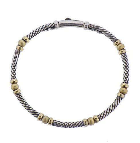 David Yurman Silver 14K Gold Cable Bracelet