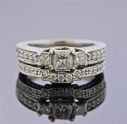 14k Gold Diamond Engagement Wedding Bridal Ring Set
