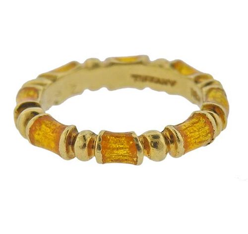 Tiffany &amp; Co 18k Gold Yellow Enamel Band Ring 