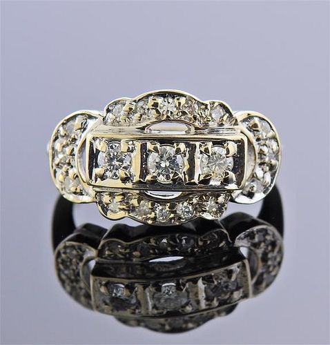 Mid Century 14k Gold Diamond Ring 